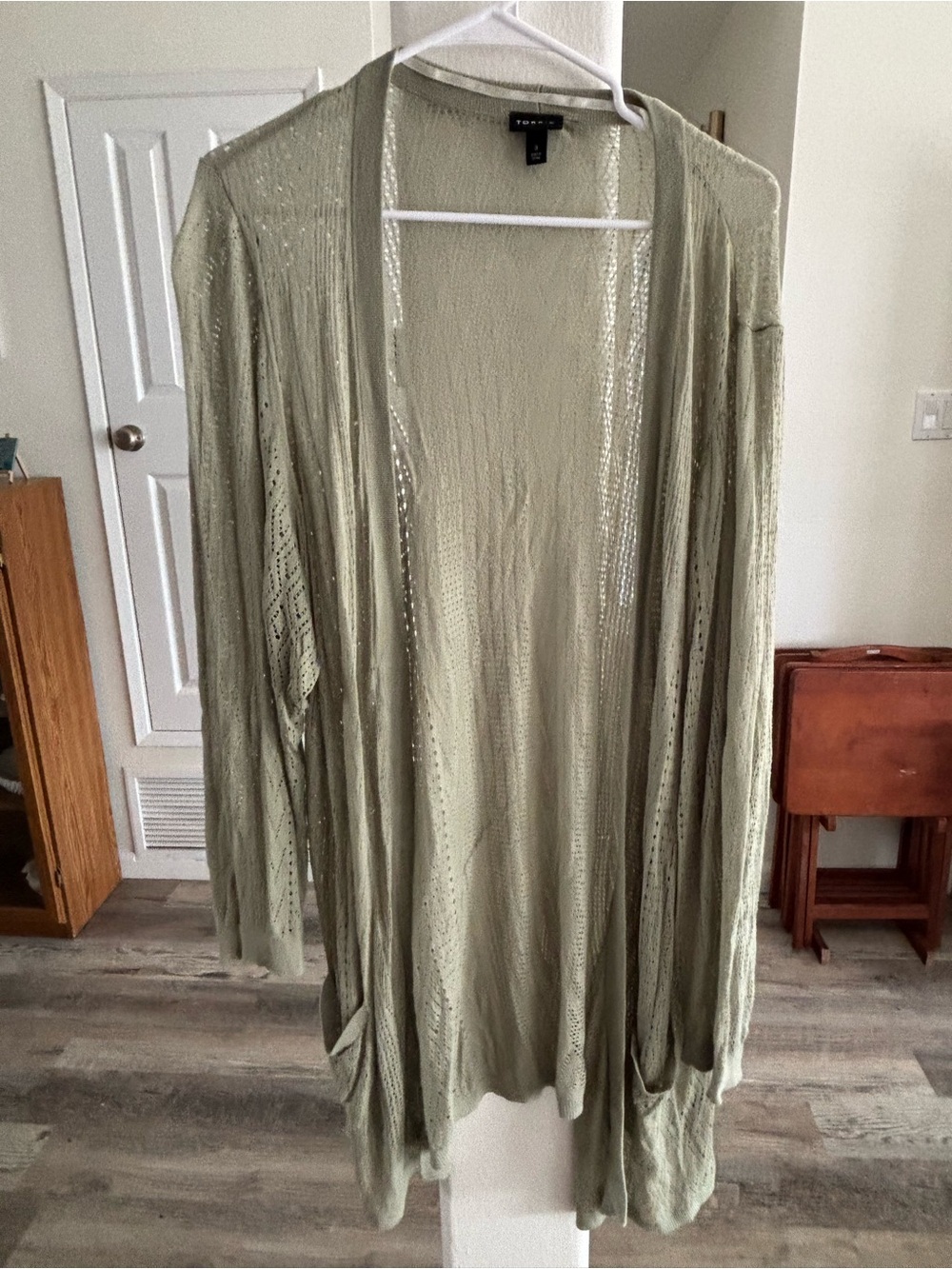 torrid Open Front Lightweight Cardigan in Sage Green
